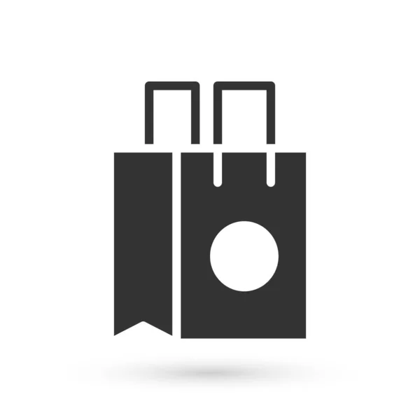 Grau Papier Einkaufstasche Symbol Isoliert Auf Weißem Hintergrund Paketschild Vektor — Stockvektor