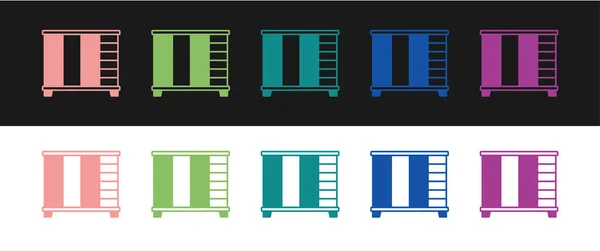 Ställ Garderob Ikon Isolerad Svart Och Vit Bakgrund Kupongskylt Vektor — Stock vektor