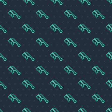 Yeşil çizgi arıcılık ikonu mavi arka planda izole edilmiş pürüzsüz desen. Arı yetiştiricisinin aleti. Vektör