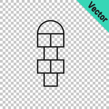 Şeffaf arkaplanda siyah çizgi seksek simgesi izole edildi. Çocuklar için asfalt kaplama çizimi. Vektör