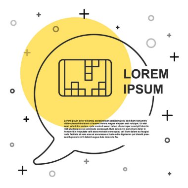 Siyah çizgi taşınabilir oyun konsolu simgesi beyaz arkaplanda izole edildi. El bilgisayarı oyun konsolu. Rastgele dinamik şekiller. Vektör