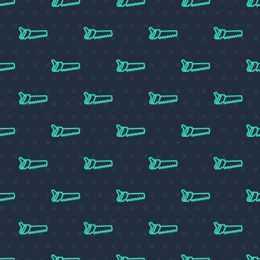 Yeşil Hat El mavi arka planda izole edilmiş bir ikon görmüş. Vektör