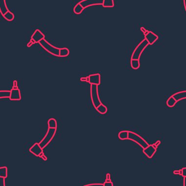 Kırmızı çizgili diş matkabı simgesi siyah arkaplanda izole edilmiş. Delme ve öğütme aletleri için el işi. Vektör