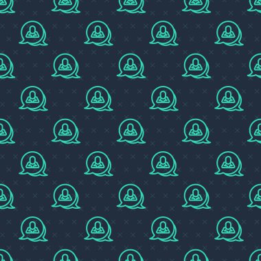 Yeşil çizgi konuşma balonu sohbet simgesi mavi arkaplanda izole edilmiş kusursuz desen. İleti simgesi. İletişim ya da yorum sohbet sembolü. Vektör