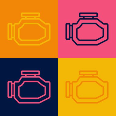 Pop Art Line Motor simgesini renk arkaplanında izole edin. Vektör