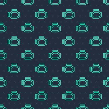 Yeşil Hat Kontrol Simgesi mavi arkaplanda izole edilmiş pürüzsüz kalıp. Vektör