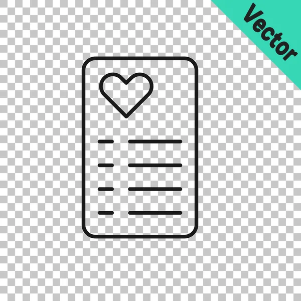 Schwarze Linie Einkaufsliste Symbol Isoliert Auf Transparentem Hintergrund Vektor — Stockvektor