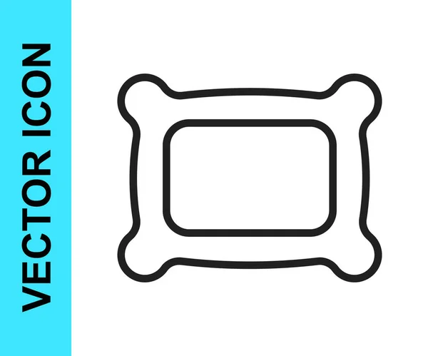 Línea Negra Icono Almohada Rectangular Aislado Sobre Fondo Blanco Signo — Vector de stock