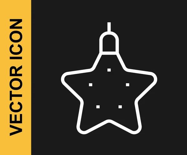 Icono Estrella Navidad Línea Blanca Aislado Sobre Fondo Negro Feliz — Archivo Imágenes Vectoriales