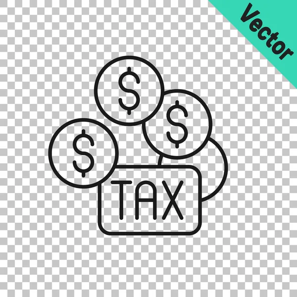 Schwarze Linie Steuerzahlung Symbol Isoliert Auf Transparentem Hintergrund Vektor — Stockvektor