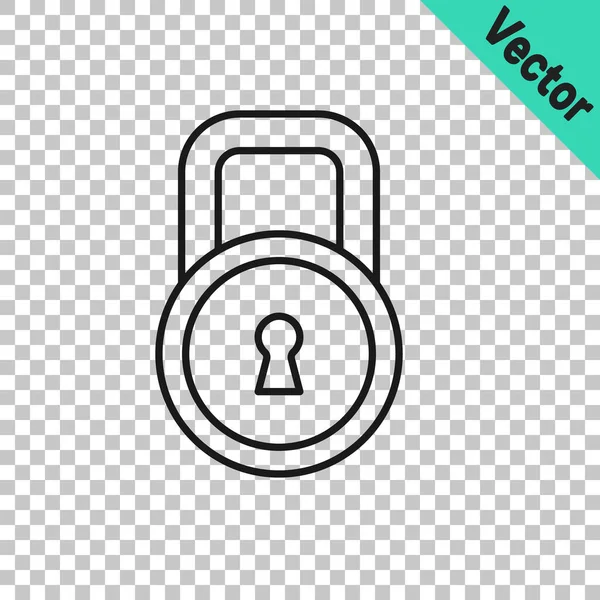 Icono Bloqueo Línea Negra Aislado Sobre Fondo Transparente Señal Candado — Vector de stock