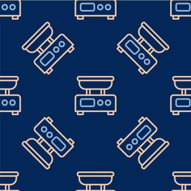 Hat Elektronik ölçeklendirme simgesi mavi arka planda izole edilmiş pürüzsüz desen. Ağırlık ölçüm aletleri. Vektör
