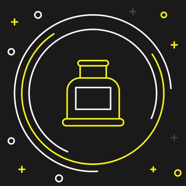 Çizgi Inkwell simgesi siyah arkaplanda izole edildi. Renkli taslak konsepti. Vektör