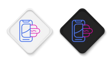 Beyaz arka planda izole edilmiş seyyar ikon siparişi. Cep telefonuyla sipariş verin. Restoran yemek teslimatı konsepti. Renkli taslak konsepti. Vektör