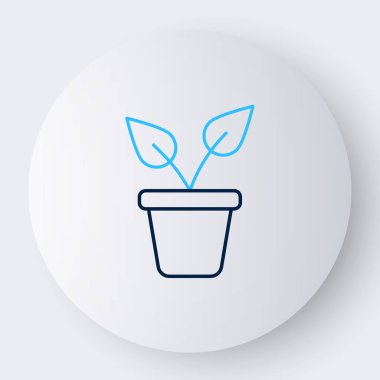 Çömlek simgesindeki Çizgi Tesisi beyaz arkaplanda izole edildi. Tencerede yetişen bir bitki. Saksı bitkisi işareti. Renkli taslak konsepti. Vektör