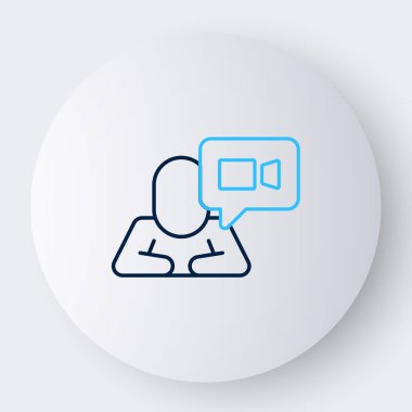 Beyaz arkaplanda görüntülü sohbet simgesi izole edildi. Çevrimiçi iş görüşmesi formu. Uzak proje yönetimi. Renkli taslak konsepti. Vektör