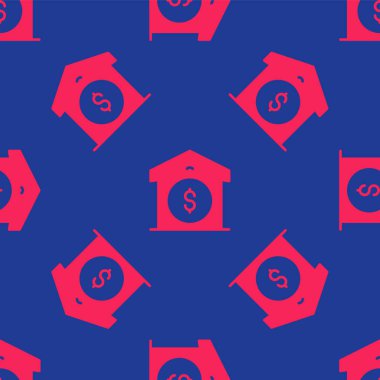 Kırmızı Depo fiyat simgesi mavi arka planda izole edilmiş. Vektör