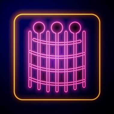 Parlayan neon balıkçılığı ağ deseni simgesi siyah arkaplanda izole edildi. Balık oltası. Vektör