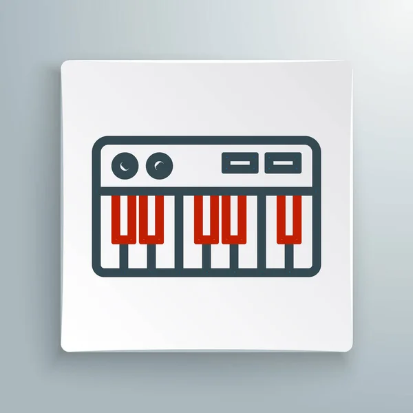 Ligne Icône Synthétiseur Musique Isolé Sur Fond Blanc Piano Électronique — Image vectorielle