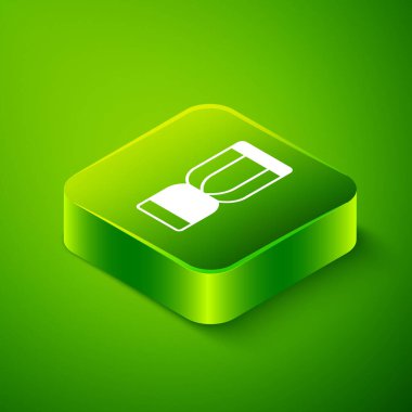 Isome Afrikalı djembe davul simgesi yeşil arkaplanda izole edildi. Müzik aleti. Yeşil kare düğmesi. Vektör