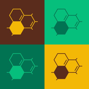 Pop Art Molekül yağı ikonu renk arkaplanında izole edilmiş. Kimya moleküllerinin yapısı. Vektör