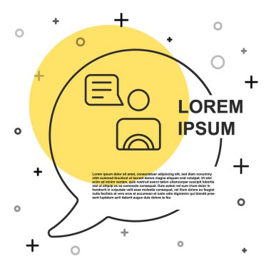 Siyah çizgi taksi sürücüsü simgesi beyaz arkaplanda izole edildi. Rastgele dinamik şekiller. Vektör