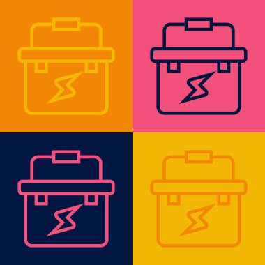 Pop Art Line Toolbox elektrik ikonu renk arkaplanında izole edildi. Vektör