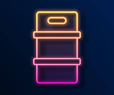 Parlayan neon hattı metal bira fıçısı ikonu siyah arkaplanda izole edildi. Vektör