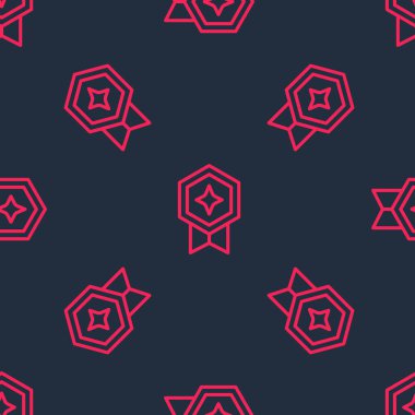 Madalya simgesiyle kırmızı çizgi oyunu derecesi siyah arkaplanda izole edilmiş kusursuz desen. Oyun için seviye sonuçları. Vektör