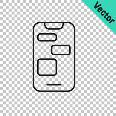 Siyah çizgi mobil 24 saatlik destek simgesi şeffaf arkaplanda izole edildi. Tüm gün müşteri destek merkezi. Tam zamanlı çağrı servisi. Vektör