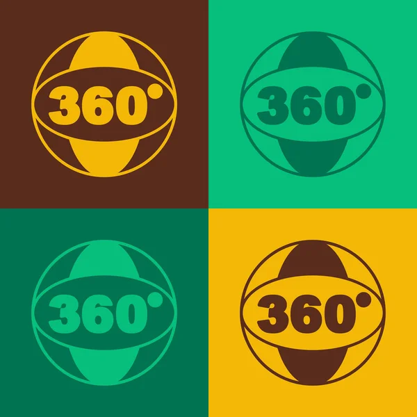 Pop Art 360 Graden Weergave Pictogram Geïsoleerd Kleur Achtergrond Virtuele — Stockvector