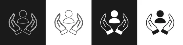 Set Icono Seguro Vida Aislado Sobre Fondo Blanco Negro Seguridad — Vector de stock