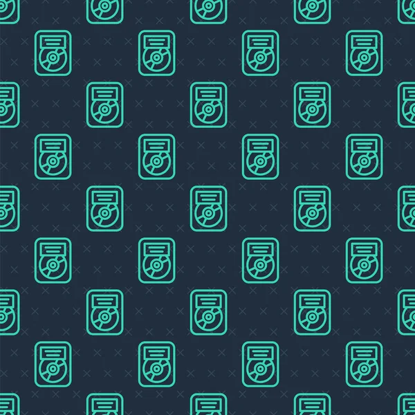 Çerçeve simgesinde yeşil çizgi CD diski ödülü mavi arkaplanda izole edilmiş pürüzsüz desen. Modern tören. En çok satan. Müzik kupası. Vektör