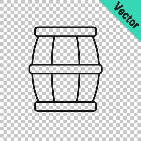 Black Line Wooden Barrel Honey Icon Isolated Transparent Background Vector — Stock Vector