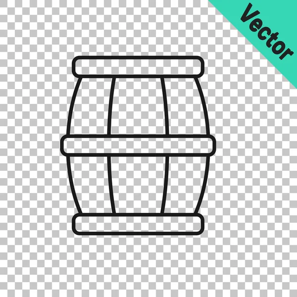 Schwarze Linie Holzfass Mit Honigsymbol Isoliert Auf Transparentem Hintergrund Vektor — Stockvektor