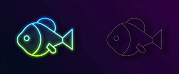 Glödande Neon Line Fisk Ikon Isolerad Svart Bakgrund Vektor — Stock vektor