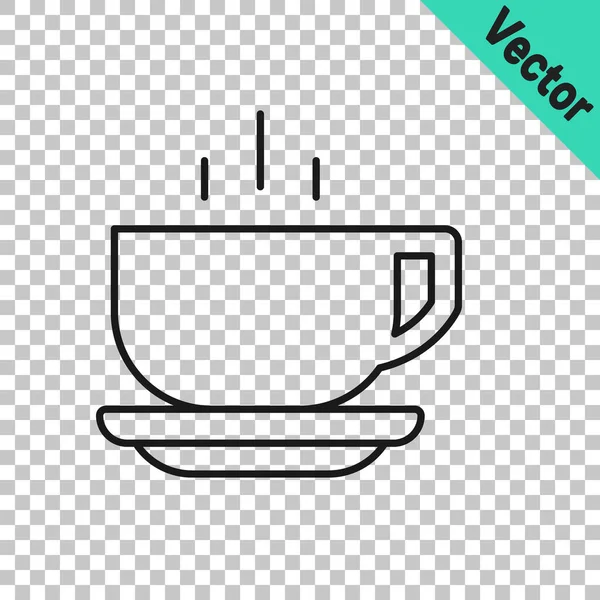 Black Line Coffee Cup Icon Isolated Transparent Background Tea Cup — Stock Vector