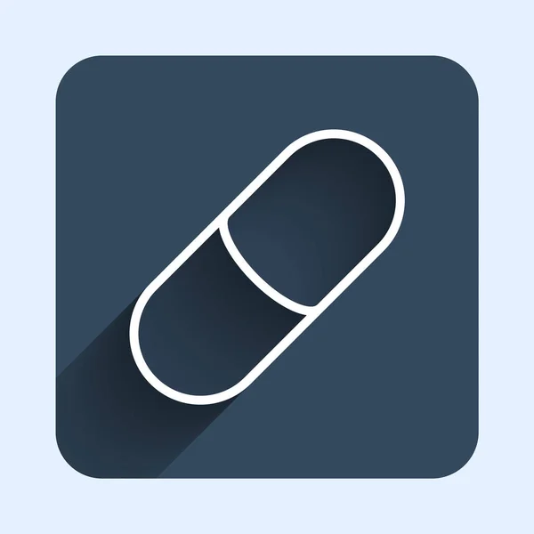 Vit Linje Sovande Piller Ikon Isolerad Med Lång Skugga Bakgrund — Stock vektor