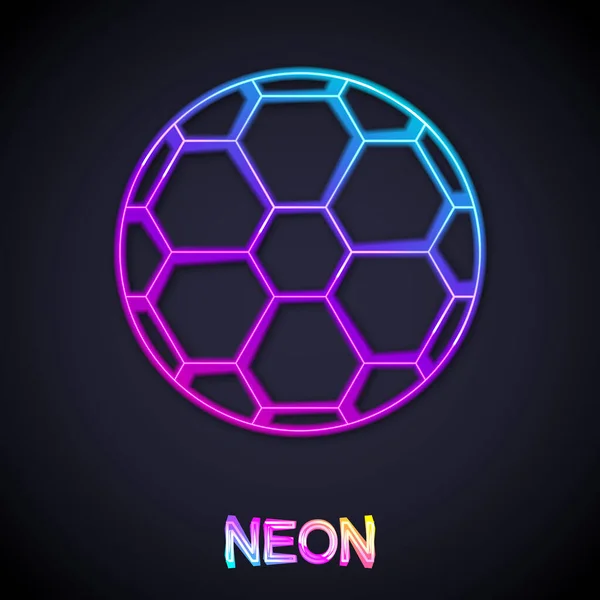 Zářící Neonové Linie Fotbalový Míč Ikona Izolované Černém Pozadí Sportovní — Stockový vektor