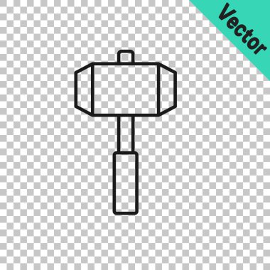 Siyah çizgi balyoz simgesi şeffaf arkaplanda izole edildi. Vektör