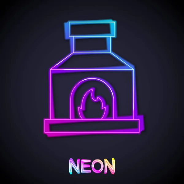 Ragyogó Neon Vonal Blacksmith Sütő Ikon Elszigetelt Fekete Háttérrel Vektor — Stock Vector