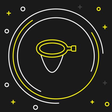 Siyah arkaplanda izole edilmiş olta balık ağı simgesi. Balık oltası. Renkli taslak konsepti. Vektör