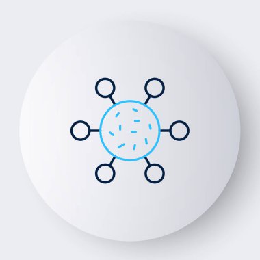 Beyaz arkaplanda çizgi bakteri simgesi izole edildi. Bakteriler ve mikroorganizmalar, sebep olan mikroorganizma hastalıkları, hücre kanseri, mikrop, virüs, mantar. Renkli taslak konsepti. Vektör