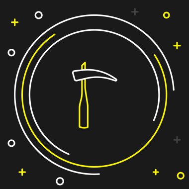 Çizgi Tırpan simgesi siyah arkaplanda izole edildi. Mutlu Cadılar Bayramı Partisi. Renkli taslak konsepti. Vektör