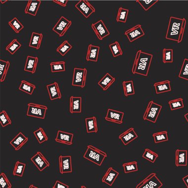 Çizgi Sanal gerçeklik simgesi siyah arkaplanda izole edilmiş. Gelecekçi VR baş ekran tasarımı. Vektör