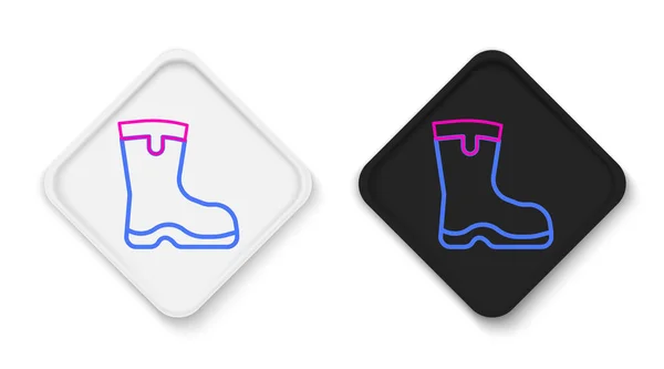 Line Fishing Boots Icon Isolated White Background Waterproof Rubber Boot — Stock Vector