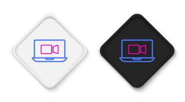 Beyaz arkaplanda görüntülü sohbet simgesi izole edildi. Çevrimiçi iş görüşmesi formu. Uzak proje yönetimi. Renkli taslak konsepti. Vektör