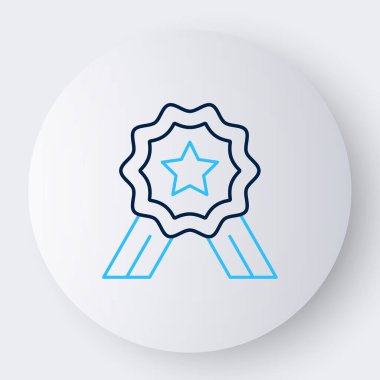 Beşinci Satır: Müşteri Ürün Değerlendirme simgesi beyaz arkaplanda izole edildi. Favori, en iyi derecelendirme, ödül sembolü. Renkli taslak konsepti. Vektör