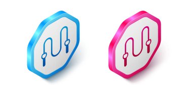 Beyaz arkaplanda Isometric ip atlama simgesi izole edildi. İp atlıyorum. Spor malzemeleri. Altıgen düğmesi. Vektör