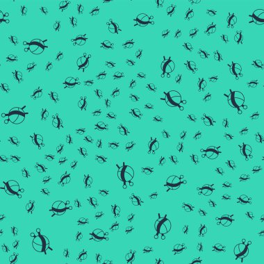 Örgü iğneleri ikonlu siyah iplik topu yeşil arka planda izole edilmiş pürüzsüz desen. El yapımı, örgü ya da terzi için etiket. Vektör